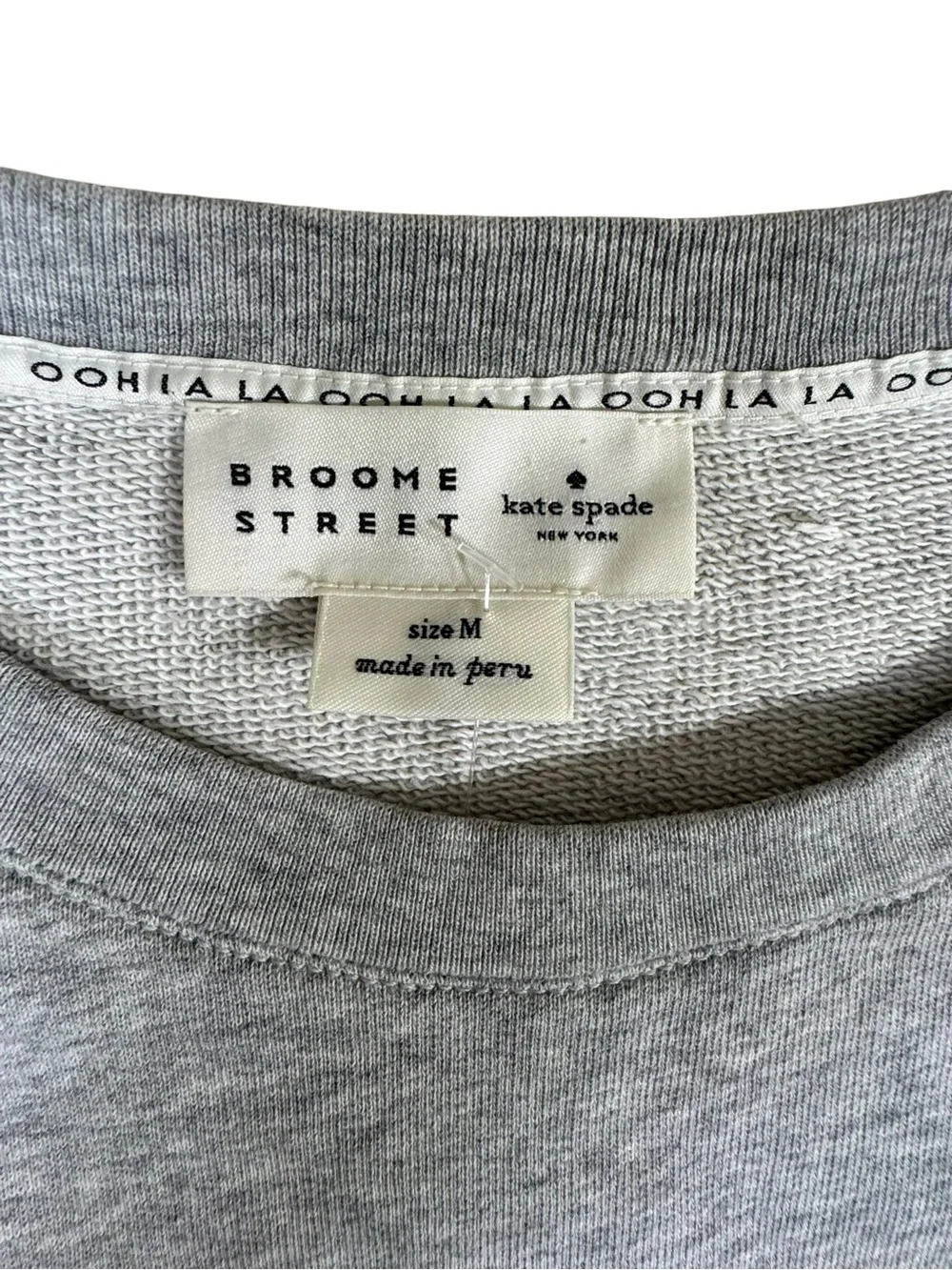 Kate Spade Broome Street Owl Sweatshirt Gray Cotton Pullover Ooh La La Medium